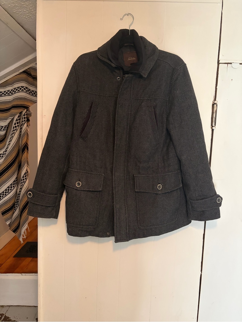 Men's Dark Gray Wool-Blend Winter Coat